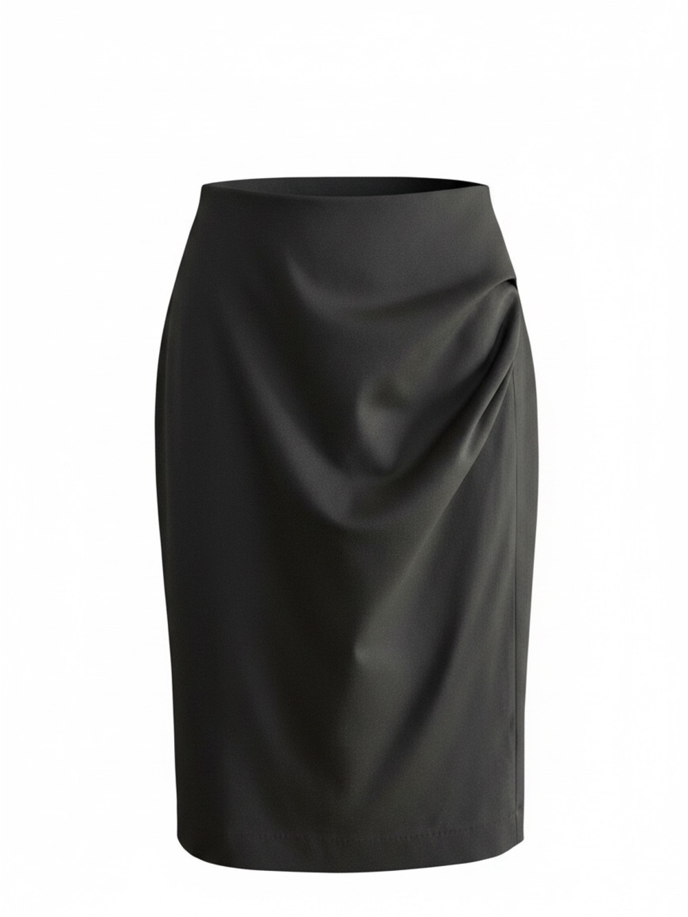 Zara Black Bias Draped Pencil Skirt with Soft Ruching